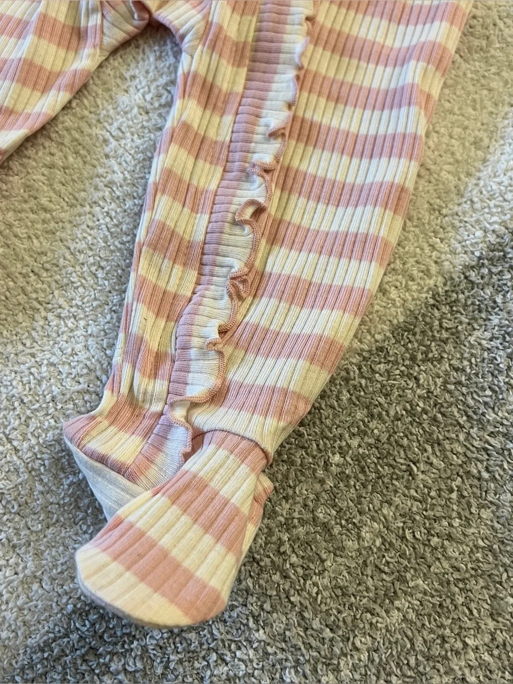 Huggies Little Love Organic Cotton Footed Sleeper NWT 9M Pink Stripe Ruffle